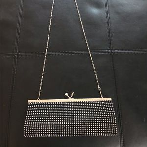 Kate Landry Evening Bag Black/Bling Kiss Lock